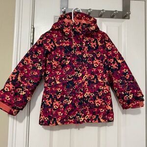 Columbia Red and Orange Raincoat with Hood and Water-Resistant Fabric